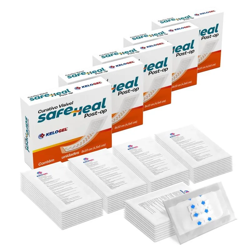 Curativo Visível Safe Heal Post-op 8x10 (4,5x5) 5un Kelogel