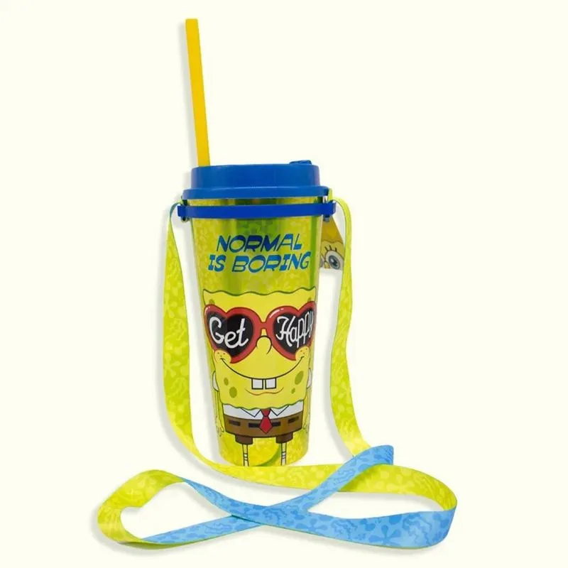 Copo canudo cordao 1L bob esponja zonacriativa