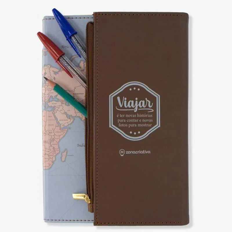 Caderno Com Estojo Viagem Zonacriativa