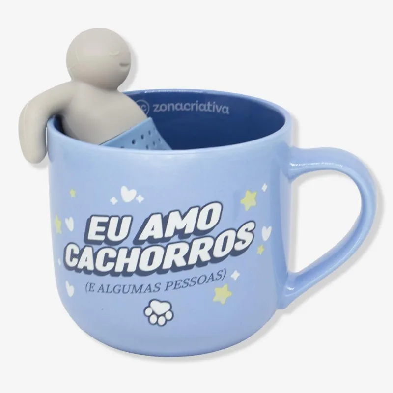 Caneca Com Infusor Amo Dogs - Zonacriativa