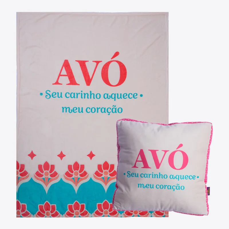 Almofada com Manta Avó Azulejo Floral – Zonacriativa