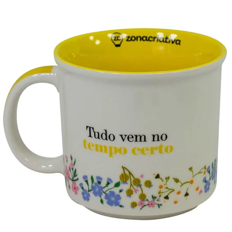 Caneca Tom Floral 350ml em Cerâmica Zona Criativa