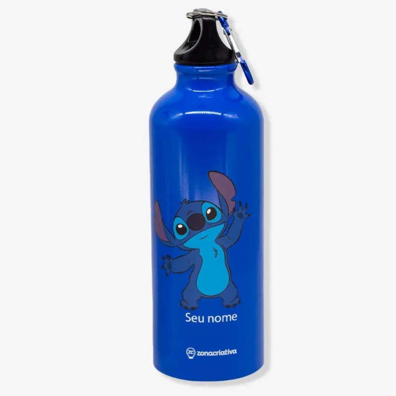 Garrafa com Mosquetão Personalizada Stitch Hi – Disney
