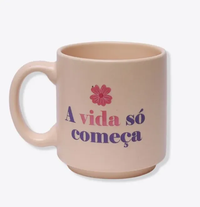 CANECA MINI TINA 100ML A VIDA COMECA - Manaia Presentes