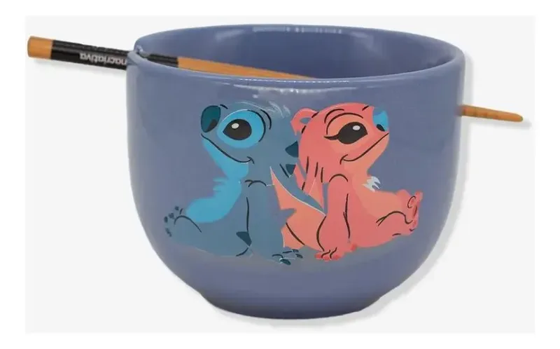 BOWL C/HASHI 500ML STITCH E ANGEL - Manaia Presentes