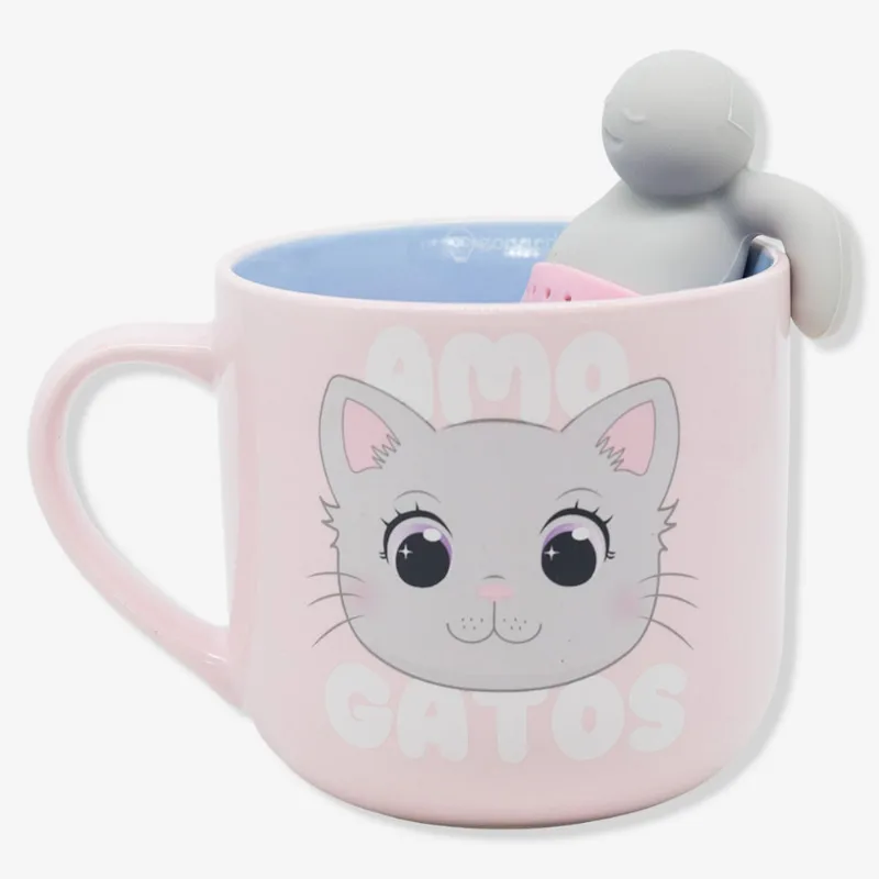 Caneca com Infusor Gatolino – Zonacriativa