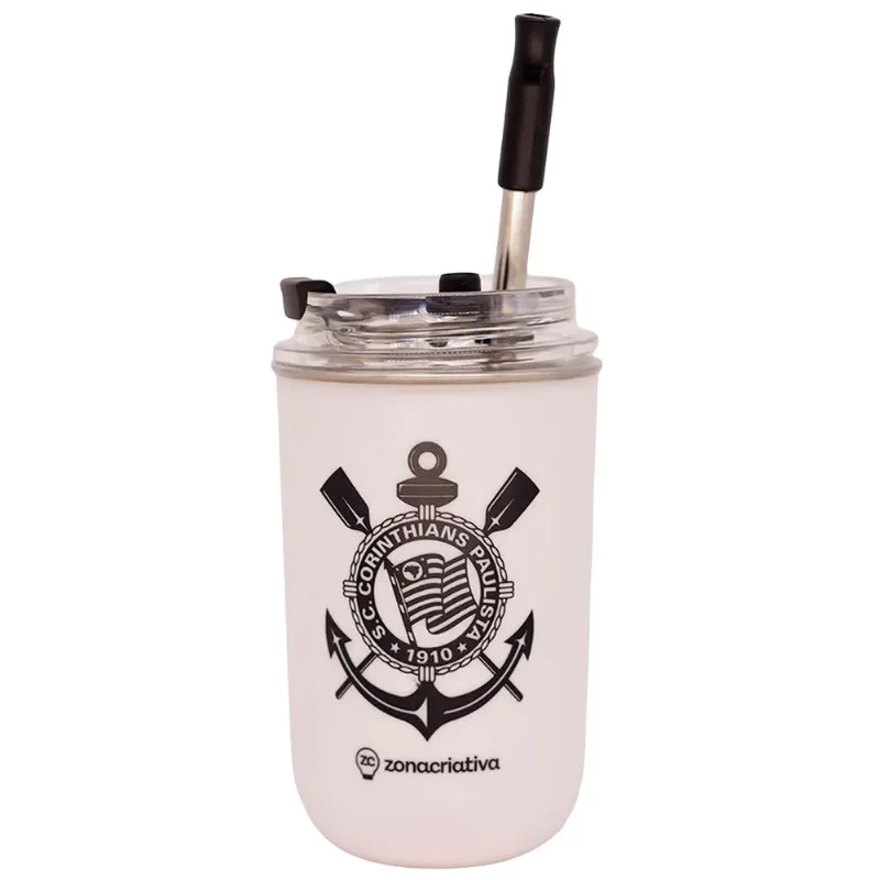 Copo C/ Tampa Corinthians 1910 500ml em Aço Inox Zona Criativa