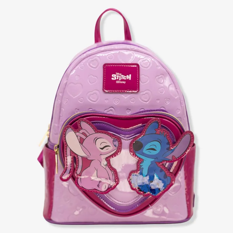 Mini Mochila Stitch e Angel Namorados – Disney