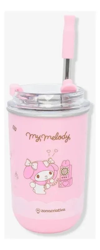 COPO NEO C/CANUDO 300ML MY MELODY - Manaia Presentes