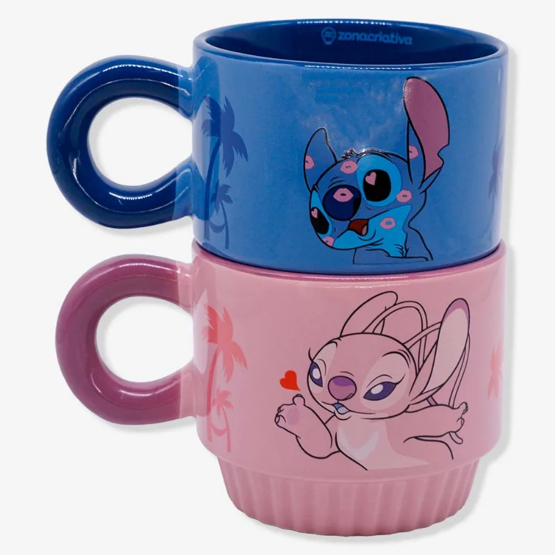 Caneca Joy Stitch e Angel - Disney