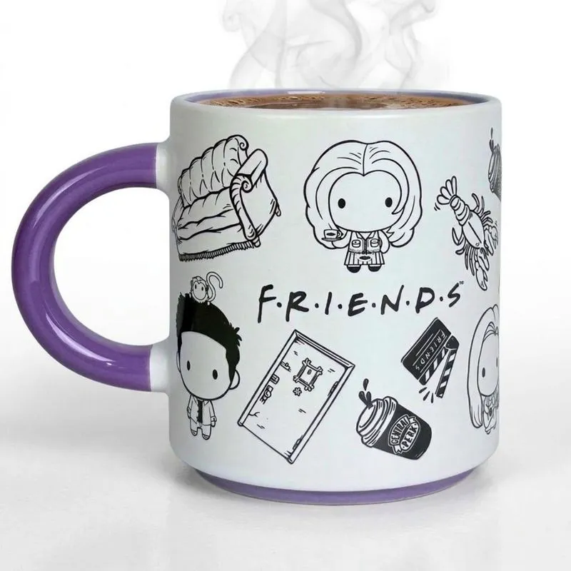 Caneca Friends Simbolos Ceramica 500ml Xicara Grafite Presente Amigos Amizade Zona Criativa