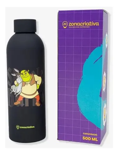 GARRAFA MAX 500ML SHREK E BURRO - Manaia Presentes