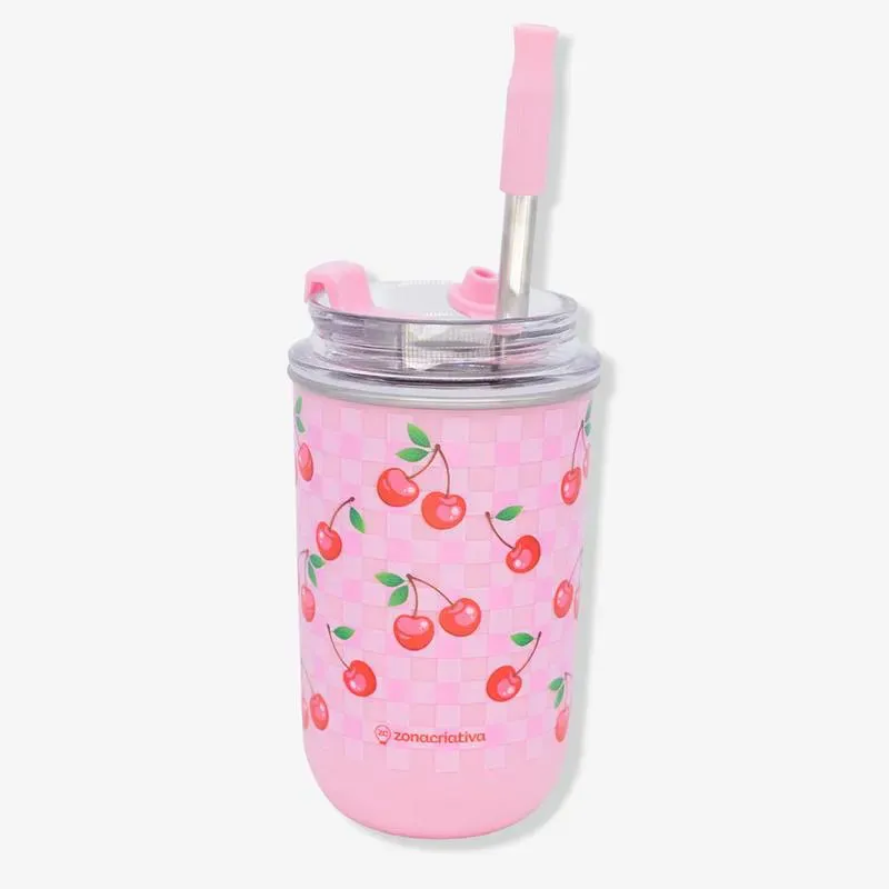 COPO NEO C/CANUDO 300ML CEREJA - Manaia Presentes