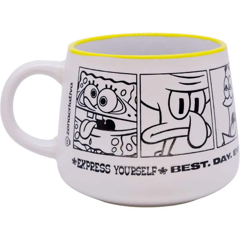 Caneca Bob Esponja Moma 500ml em Cerâmica Zona Criativa Caneca Bob Esponja Moma 500ml em Cerâmica Zona Criativa