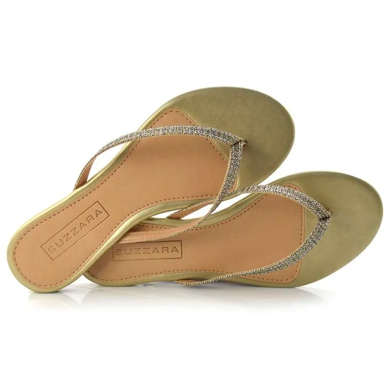 Tamanco Rasteira Feminino Suzzara Dourado 13603 39