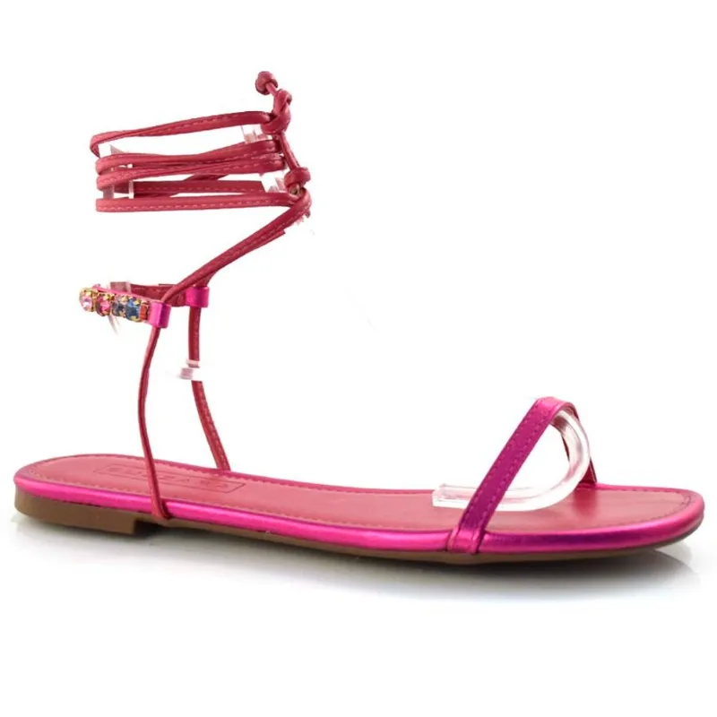 Sandália Rasteira com Amarração Suzzara Rosa 46236 40