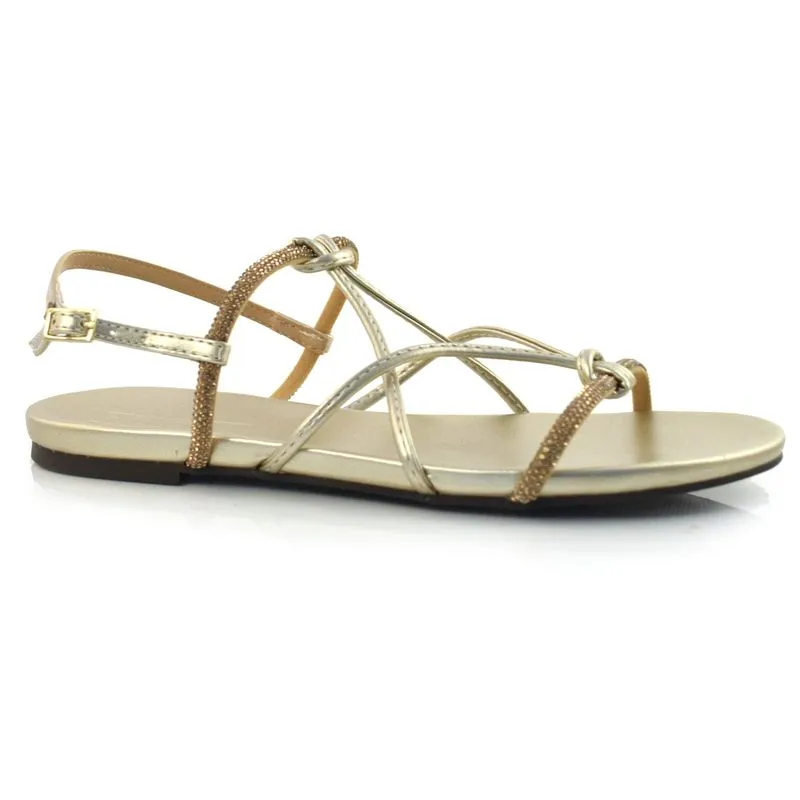 Sandália Rasteira Feminina Suzzara Dourado 34096 40