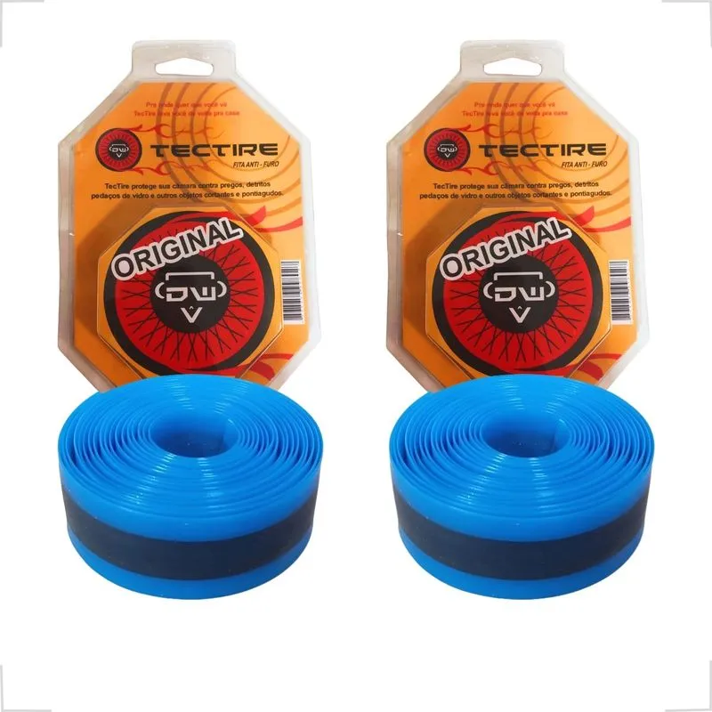 Par Fita Anti Furo Azul Tectire Pneu Speed Aro 27 e 700