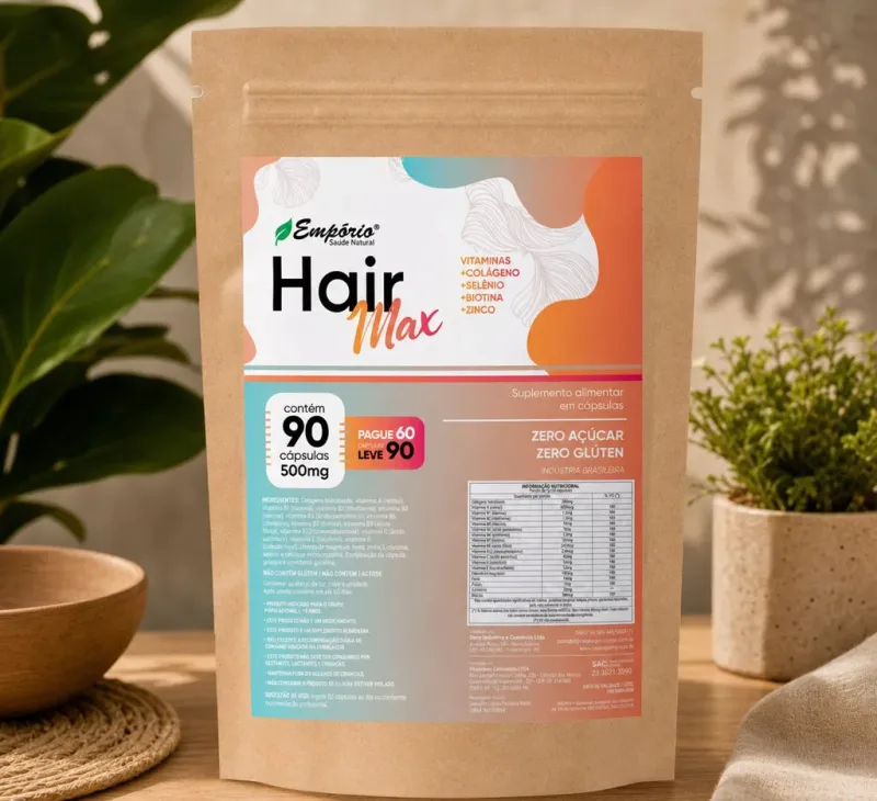 Refil Hair Max 500mg Pague 60 Leve 90 Cápsulas