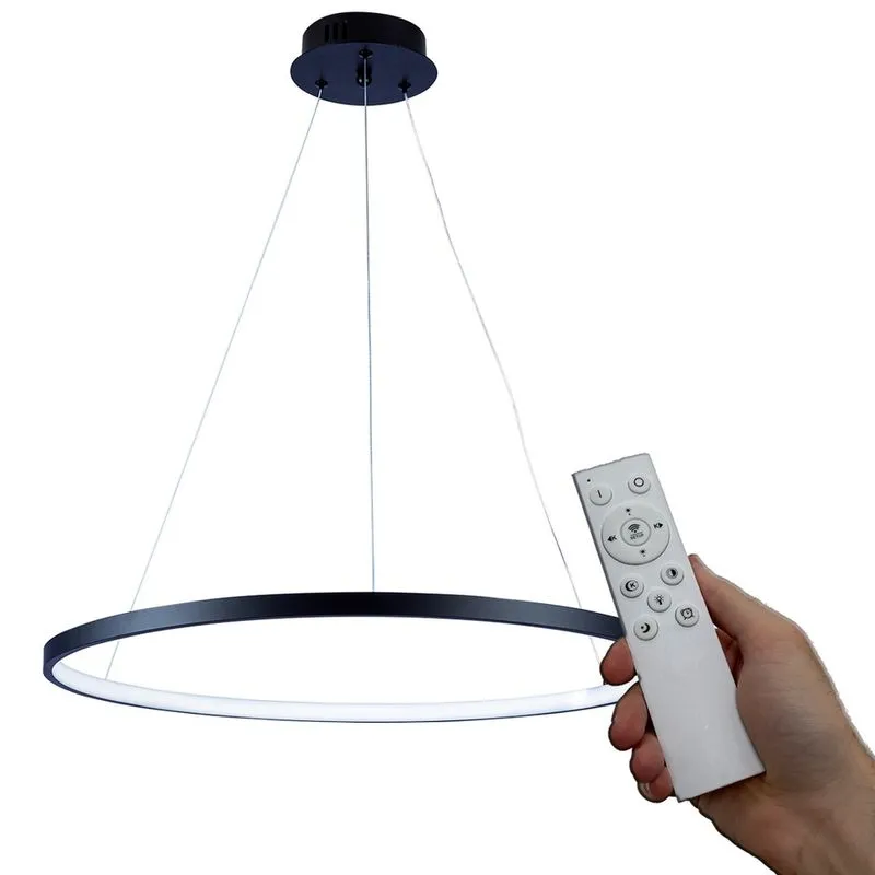 Lustre Led Pendente 29w 1 Aro Anel 60cm Moderno 3 Em 1 Com Controle Remoto Bivolt