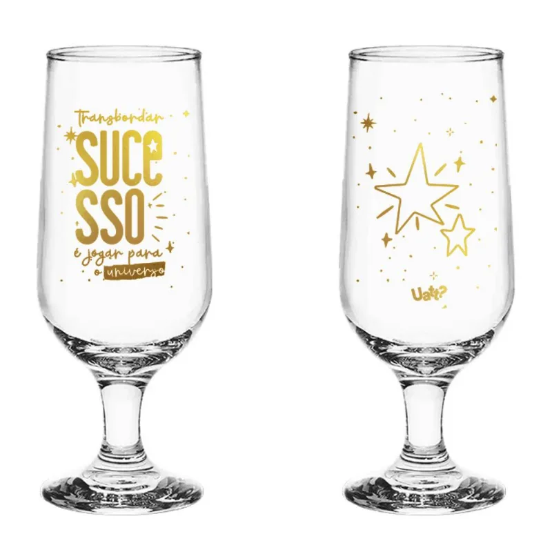 Taça de Cerveja Decorada - 310ml TAÇA DE CERVEJA - DESEJAR O BEM SUCESSO
