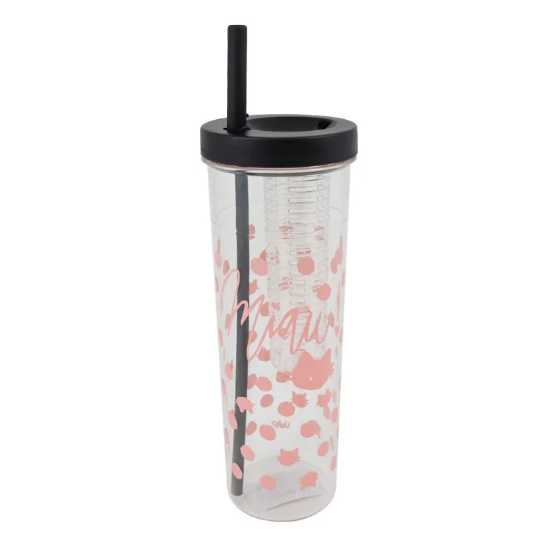 Copo Canudo Com Infusor 700ml - Gatinha Poá
