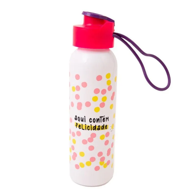 Garrafa Squeeze Pop 510ml - Frases Cores E Amores Felicidade