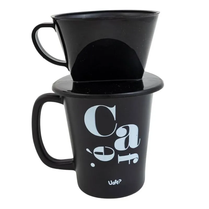 Caneca De Vidro Com Coador Preta - Urbano