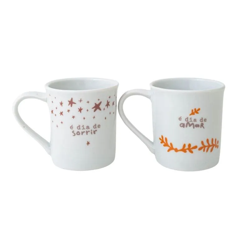 Dupla de caneca cerâmica 140ML naturals amor uatt