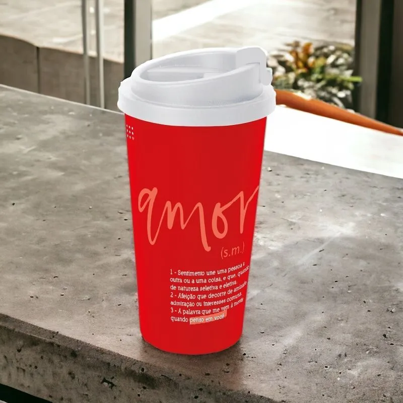Copo Viagem Com Tampa 500ml - Significado Amor