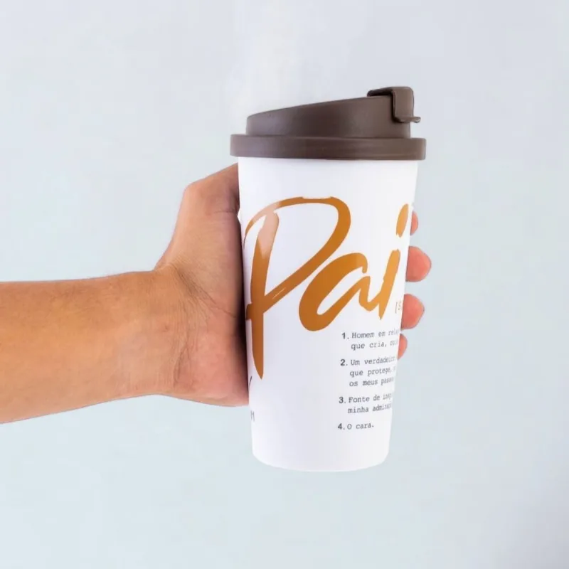 Copo Viagem Com Tampa 500ml Marrom - Significado De Pai