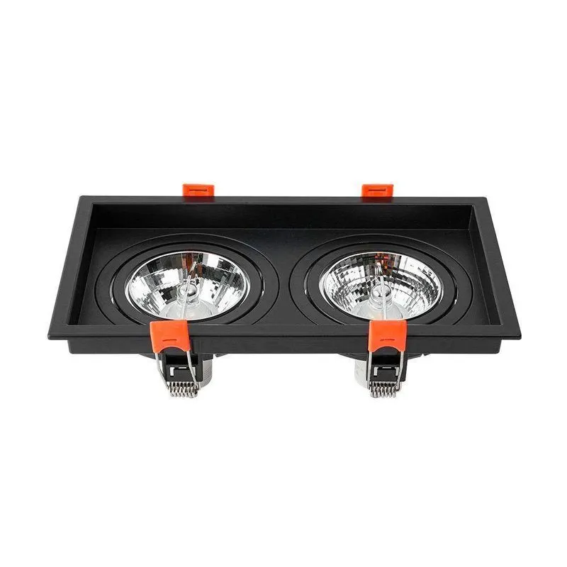 Spot De Embutir Recuado Nordecor Loyo Para 2 Lâmpadas Ar70 Gu10 Preto