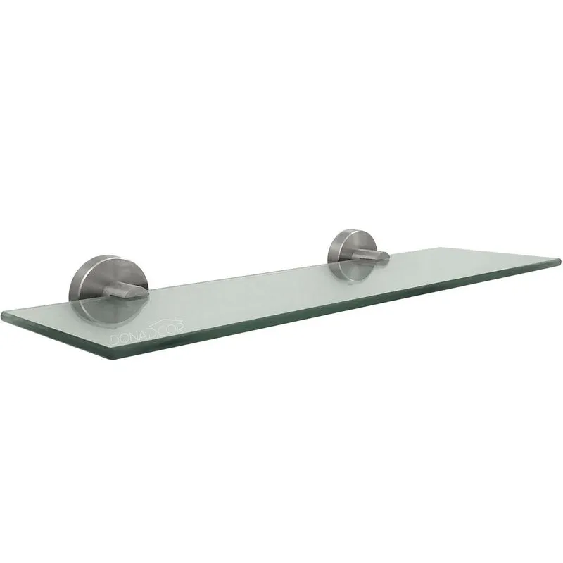 Porta Shampoo Vidro 40cm Incolor Reto Luxo Suporte Inox Box