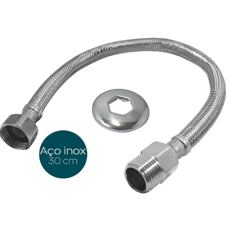 Mangueira Torneira Flexivel Inox 60cm Trançado Macho X Femea