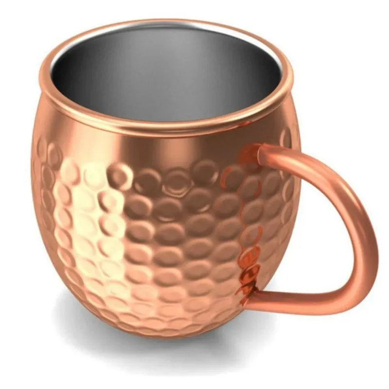 Copo Com Alça Caneca 450ml Para Bebidas Geladas Aço Inoxídavel Martelada Ideal Para Moscow Mule Drinks e Batidas