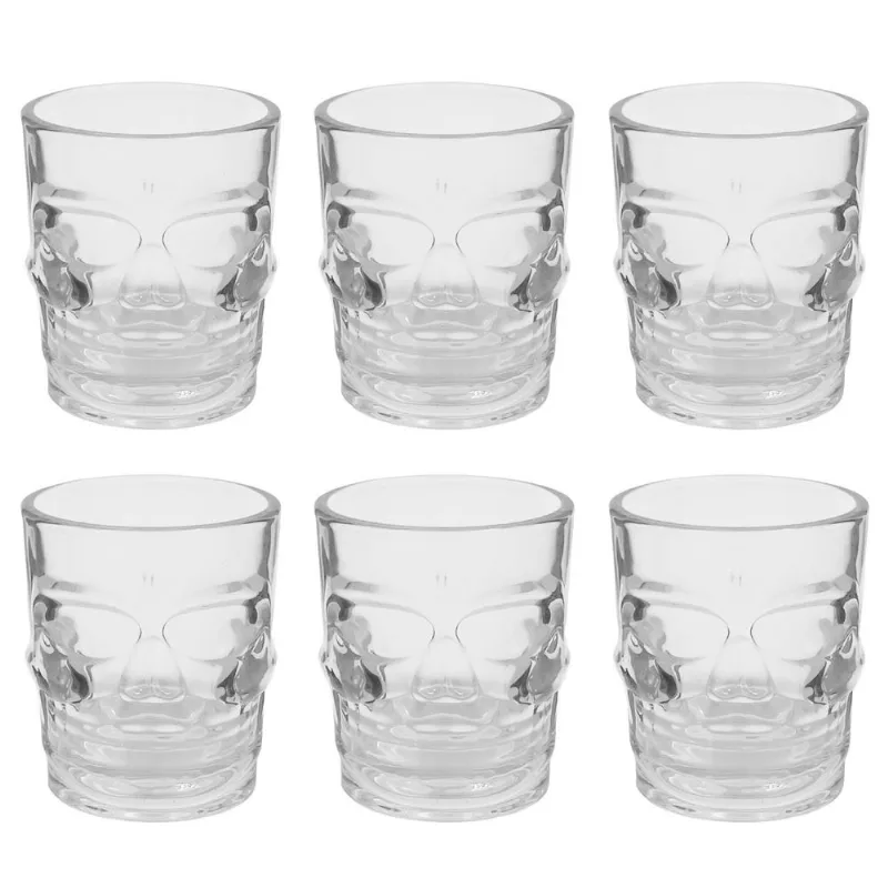 Jogo de Copos Shot Caveira 6 Peças 55ml em Vidro Kehome
