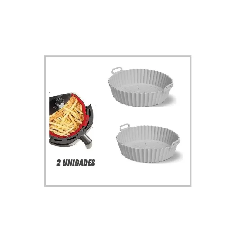 Kit 2 Formas Silicone Air Fryer Reutilizável Antiaderente - Forma De Silicone