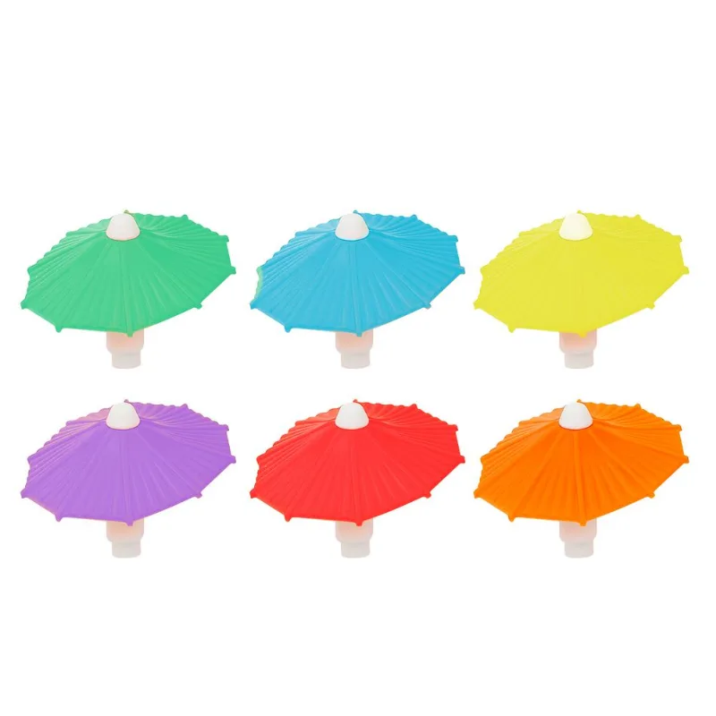 Kit Marcadores de Copo Mini Guarda-Chuvas 6 Peças em Plástico Kehome