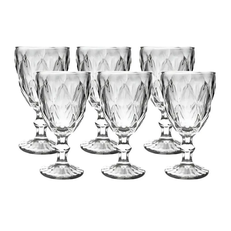 Taças Diamond Clear 260 Ml Água Suco Vinho 6 Unidades