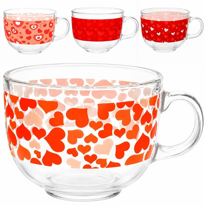 Caneca Love 470ml em Vidro Kehome SORTIDOS