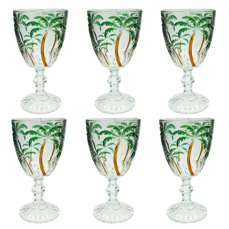 Jogo de Taças Palm Tree 6 Peças 340ml em Vidro Kehome