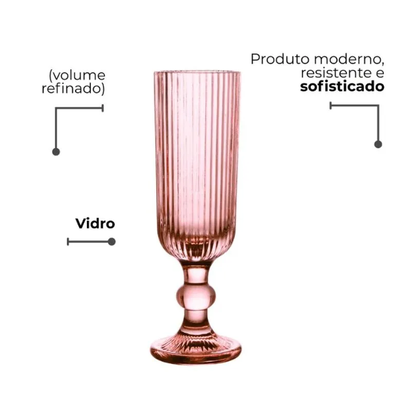 Jogo De Taças Luxx Gold Ellegance 160ml Crystal Rose