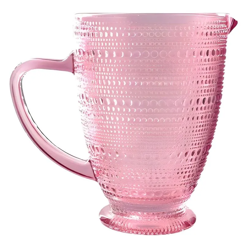 Jarra De Vidro Rosa Pérola Para Água Ou Suco 1370 Ml