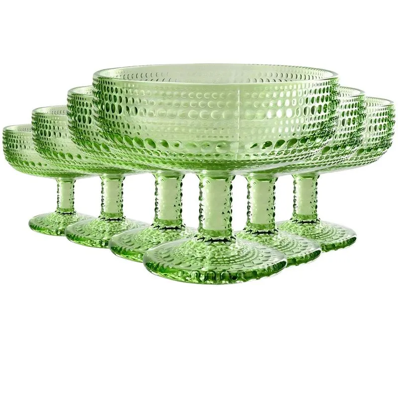 Jogo Com 6 Taças Para Sobremesa Pérola De Vidro Verde 310ml