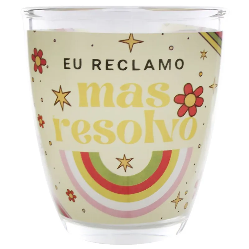 Caneca Flores C/ Frases 330ml em Vidro Kehome-Modelo 1