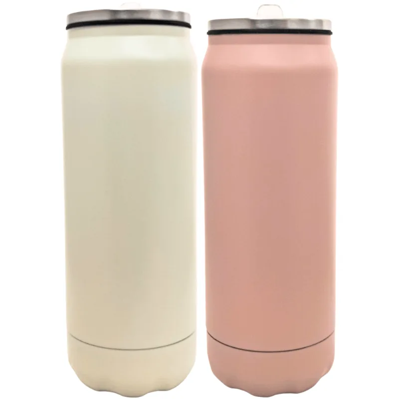 Garrafa Matte Latinha Inox c/ Canudo Retrátil 500ml - Modelos Sortidos