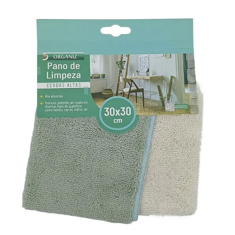 Jogo de Pano P/ Limpeza 2 Peças 30x30cm em Microfibra Kehome-Verde