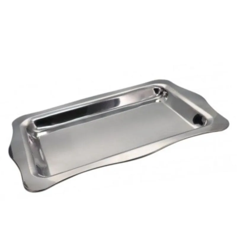 Bandeja Inox Grande Retangular Decorativa Multiuso 47x31 Cm