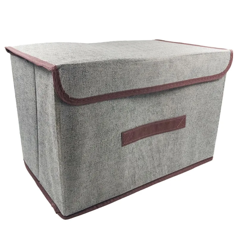 Caixa Organizadora Dobrável C/ Tampa 38x23cm em Poliéster Kehome-Cinza