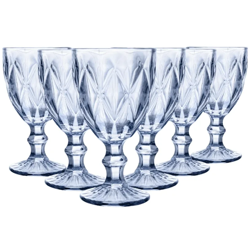 Jogo De Taças Luxx Ellegance 260ml 6 Und Cristal Blue Metalizado